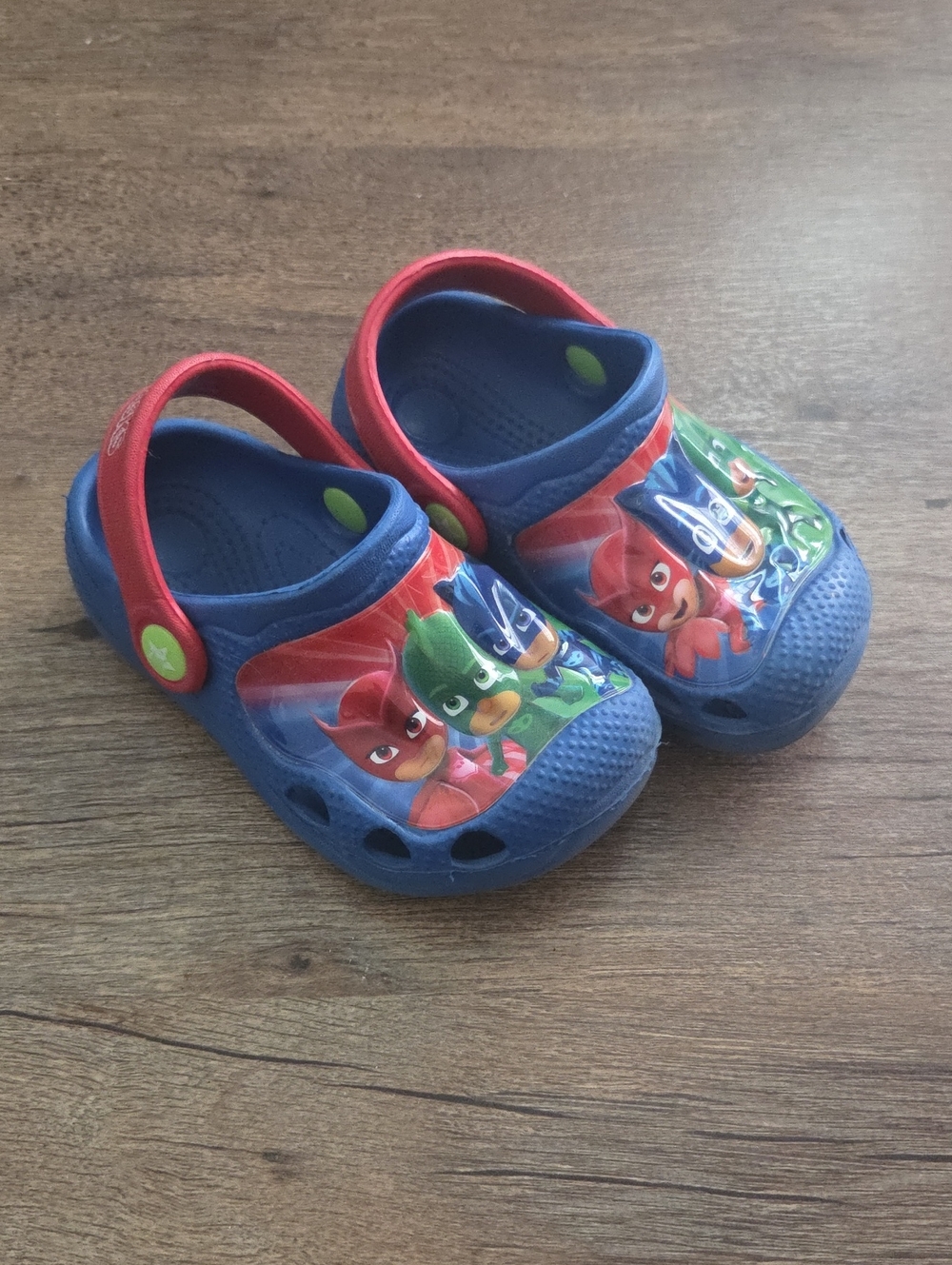 Blue Kids Slip-On Clogs with Red Strap - Character Print